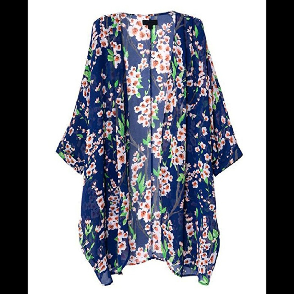 Floral chiffon kimono
